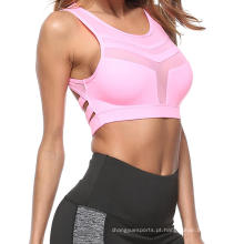 Sexy Active Wear Women Women Top Gym Wear Fitness Yoga Wear Strip Mesh Net Sports Sport com rede